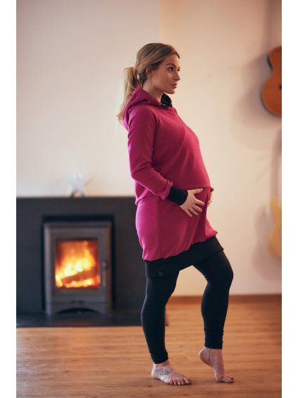 Prodloužená mikina WARMKEEPER HOOD UP POPPY - Dámská (vhodné pro TĚHOTNÉ)