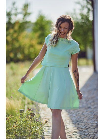 "KOMBINUJ" II. CROSS PASTEL GREEN krátký rukáv - Maminka (POUZE VRCHNÍ DÍL)