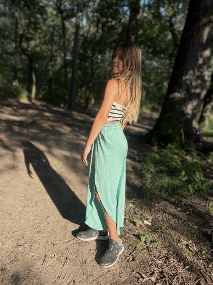 Dívčí kalhoty s vysokými rozparky VIVIENNE PEPPERMINT