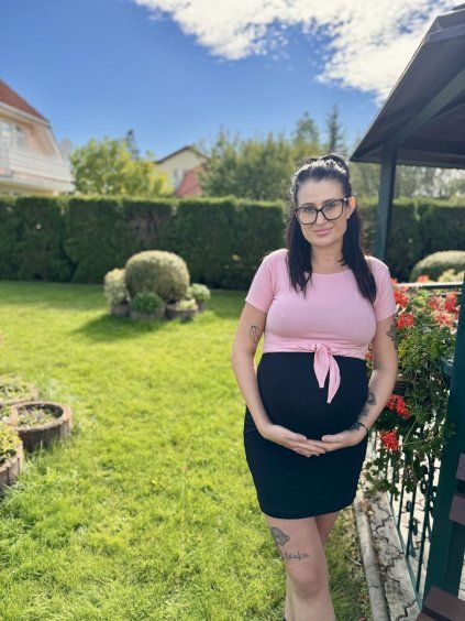 "KOMBINUJ" Light Pink na zavazování  KRÁTKÝ RUKÁV - Maminka (POUZE VRCHNÍ DÍL)