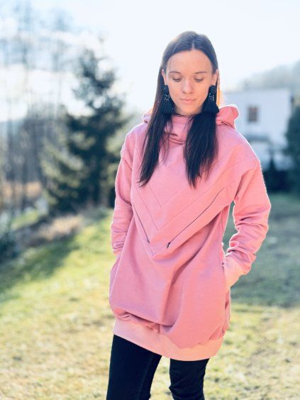 Dámská Kojicí mikina se skrytými zipy PINK ATLANTIC (mikina vhodná na kojení i jako těhotenská)