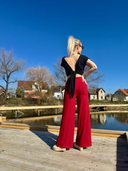 Dámské elegantní kalhoty BUSINESS KARMIN RED SHORT