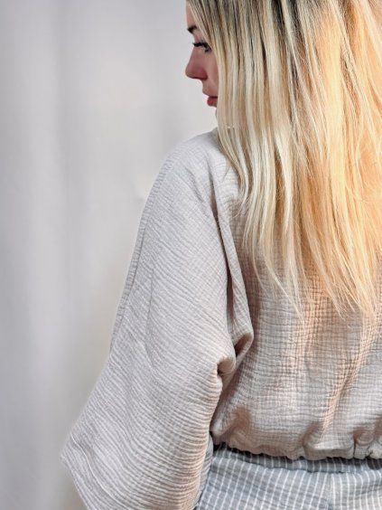 DÁMSKÝ OVERSIZE TOP Beige MUŠELÍN