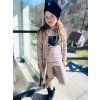 Dlouhý žebrovaný cardigan BEIGE - Holčička