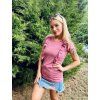 KOJICÍ TRIČKO SE ZIPY  A VOLÁNKY LOVE DARK PINK Long (krátký rukáv)