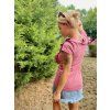 KOJICÍ TRIČKO SE ZIPY  A VOLÁNKY LOVE DARK PINK Long (krátký rukáv)