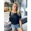 KOJICÍ TRIČKO SE ZIPY  A VOLÁNKY LOVE BLACK Short (krátký rukáv)