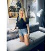 KOJICÍ TRIČKO SE ZIPY  A VOLÁNKY LOVE BLACK Short (krátký rukáv)