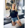 KOJICÍ TRIČKO SE ZIPY  A VOLÁNKY LOVE BLACK Short (krátký rukáv)