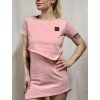 DÁMSKÉ Asymetrické "KOJICÍ I NEKOJICÍ" tričko LIGHT PINK  (krátký rukáv)