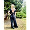Dámské široké MUŠELÍNOVÉ kalhoty s rozparky RELAXING Black